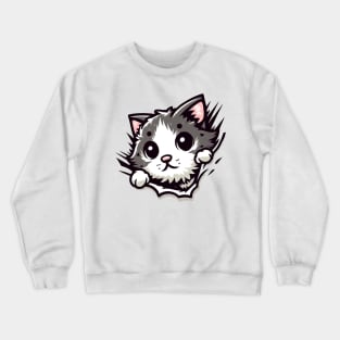 Cute cat peeking Crewneck Sweatshirt